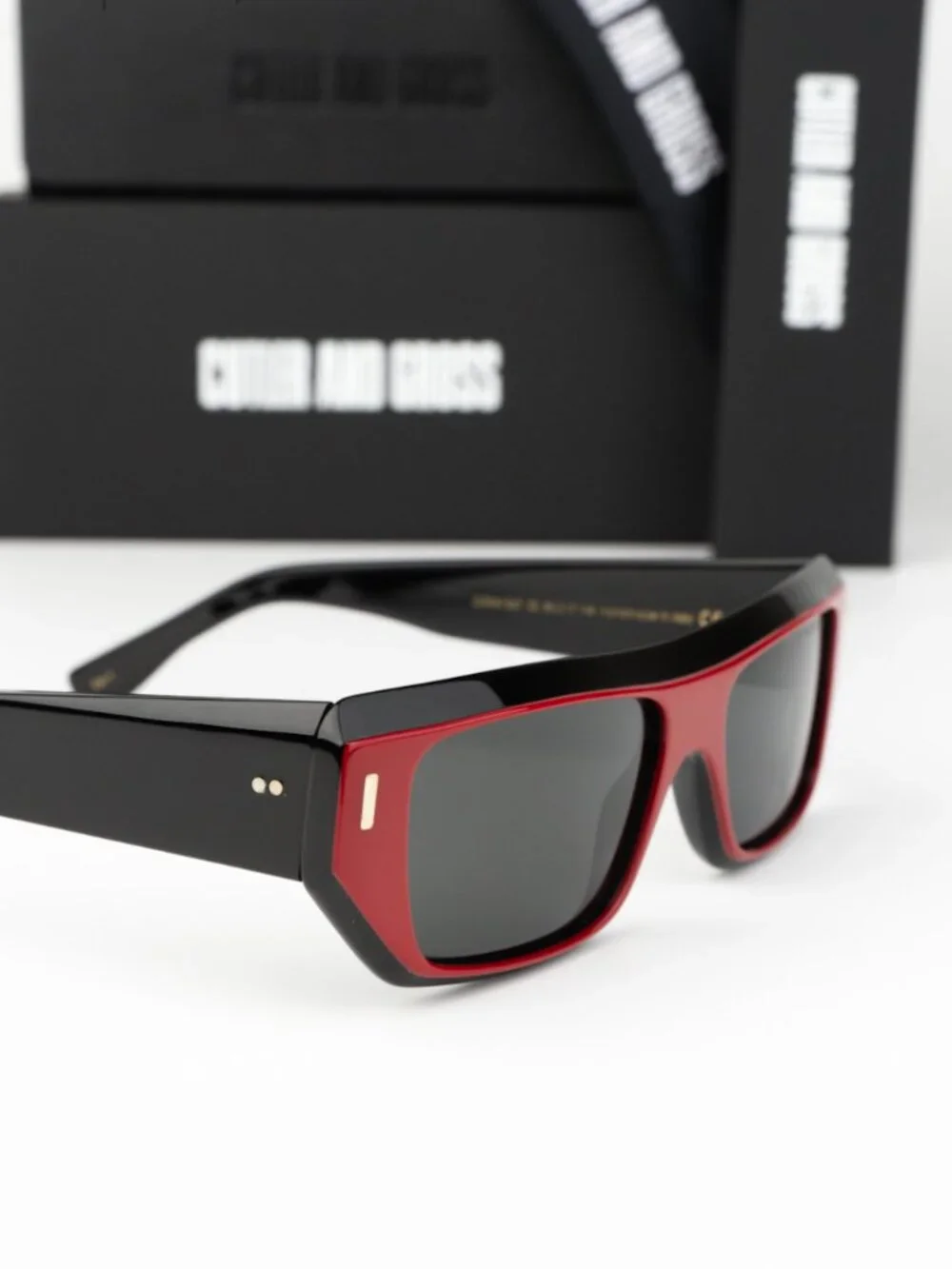 Cutler and Gross Men Sunglasses Black Red Rectangle CGSN1367 003 NEW AUTHENTIC
